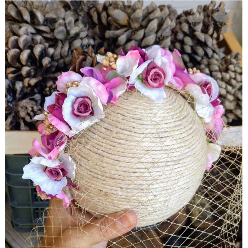 Diadema floral con red 11