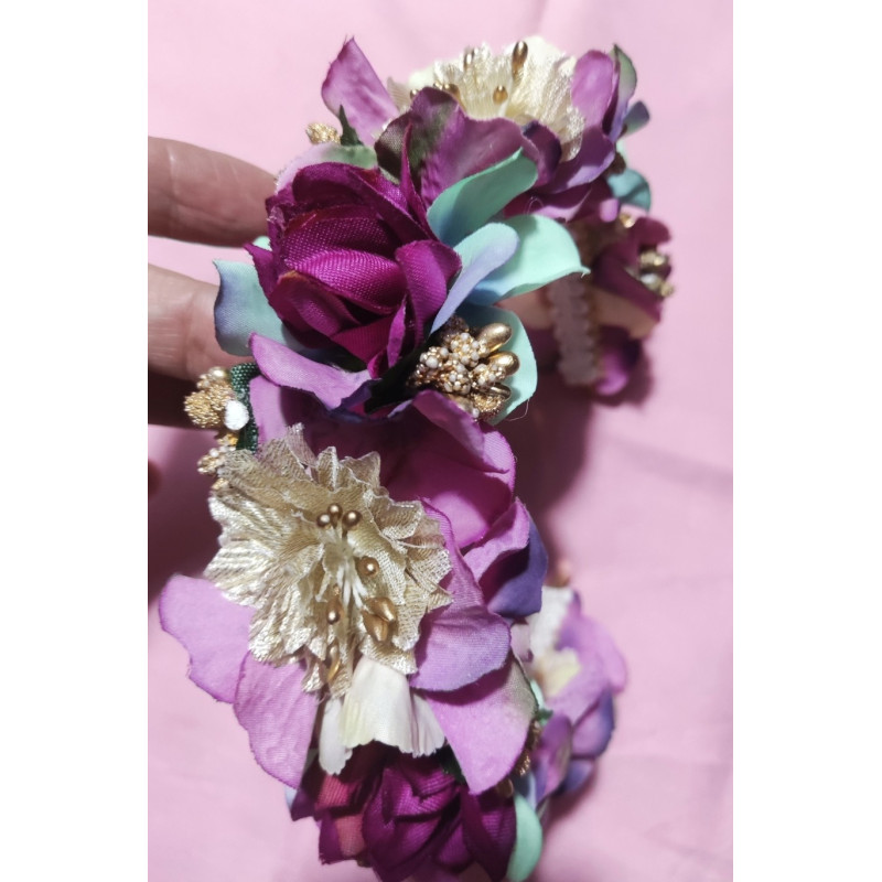 Diadema tonos buganvilla,rosa oro y verde agua