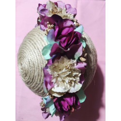 Diadema tonos buganvilla,rosa oro y verde agua