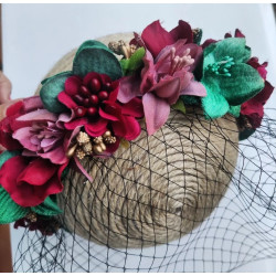 Diadema floral con red