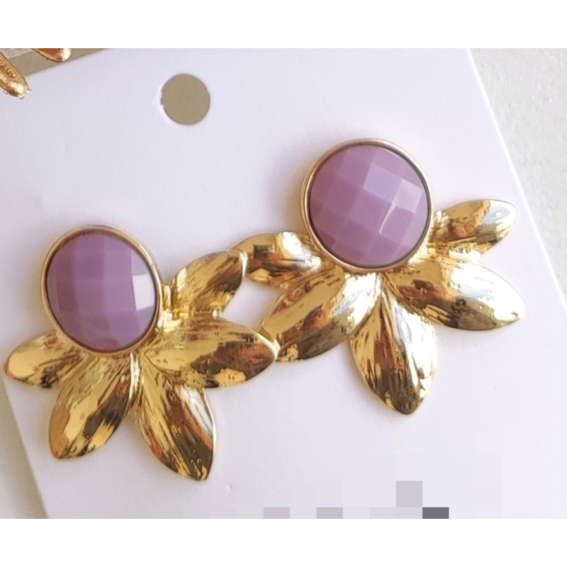 Pendientes oro y morados