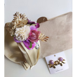 Diadema beige con tonos morados y oro