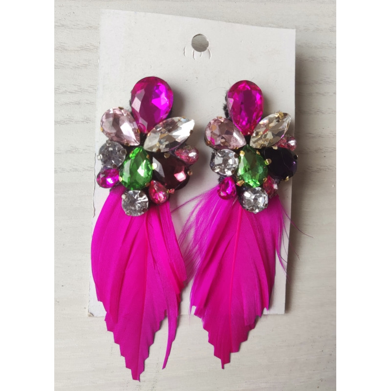 Pendientes joya con plumas