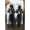 Pendientes joya negros con plumas
