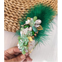 Diadema joya con plumas y...